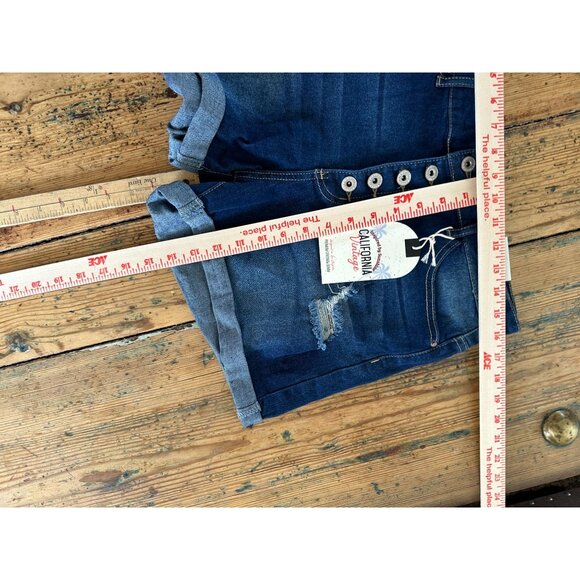 NWT American Vintage Womens Blue Shorts 13 Shorts cuffed button fly cotton summe - Picture 5 of 5